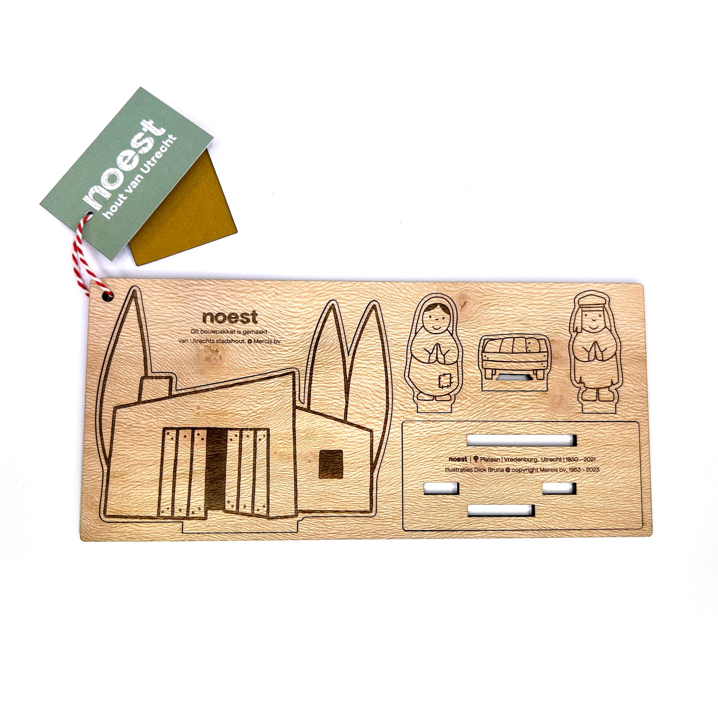 Houten Dick Bruna kerststal bouwpakket van Utrechts stadshout, duurzaam en speels ontwerp
