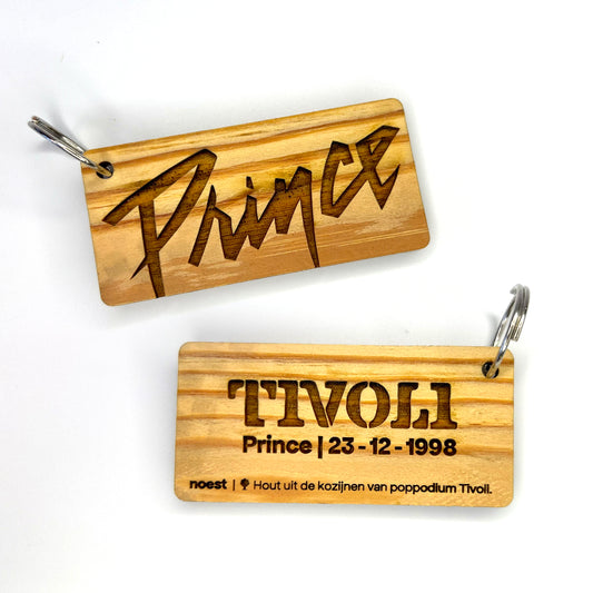 Houten sleutelhanger Tivoli “Prince” – zaalhout, uniek en duurzaam souvenir.
