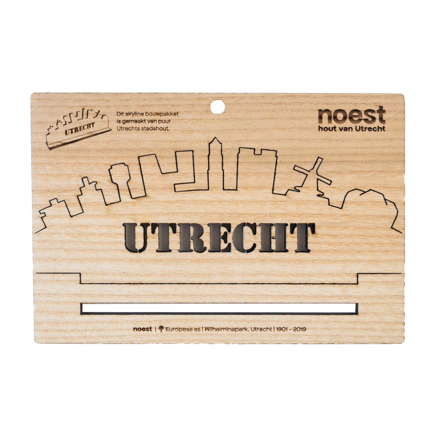 Bouwpakket “Utrecht Skyline” van stadshout – duurzaam houten silhouet van Utrecht.